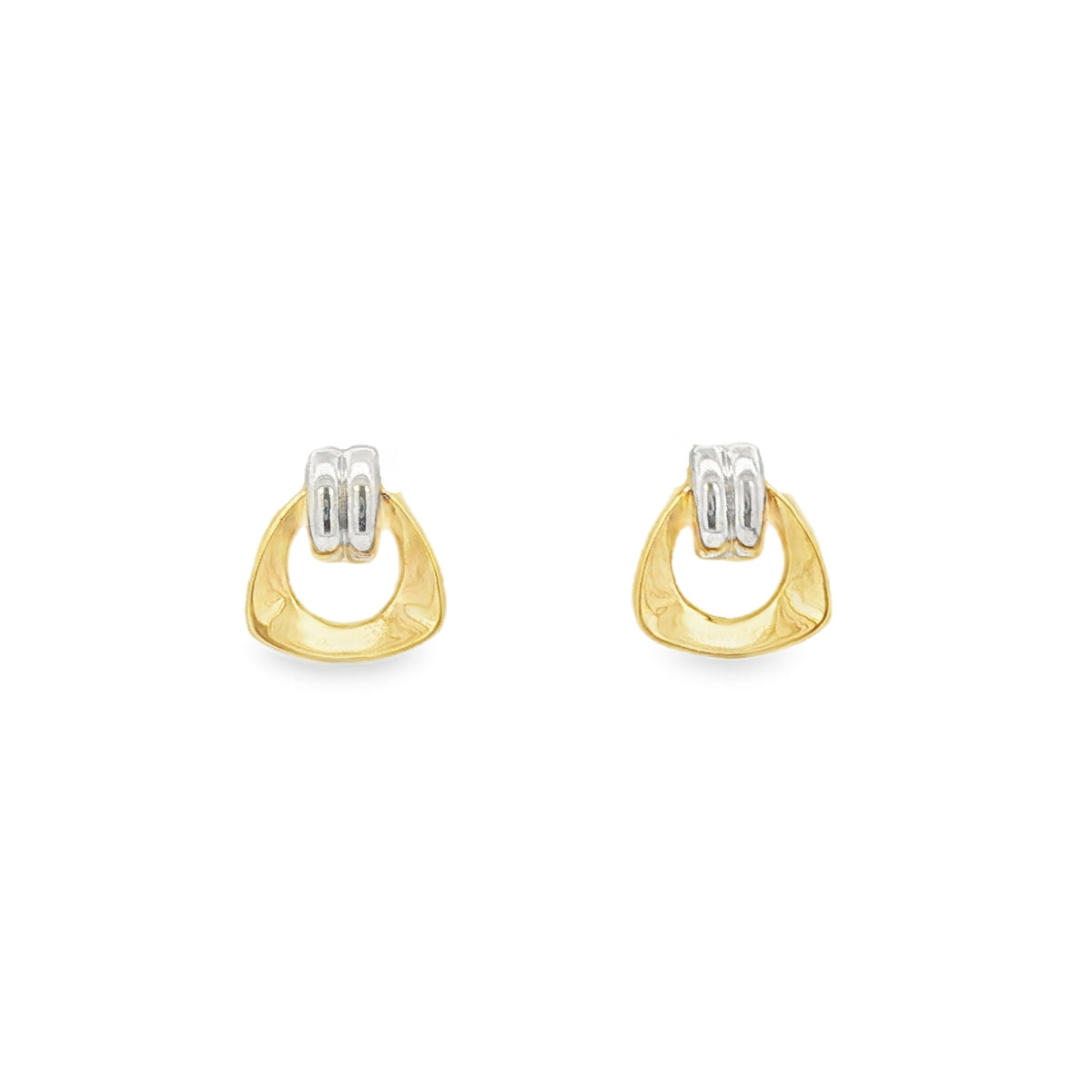Doorknocker, 9ct Yellow and White Gold Stud Earrings
