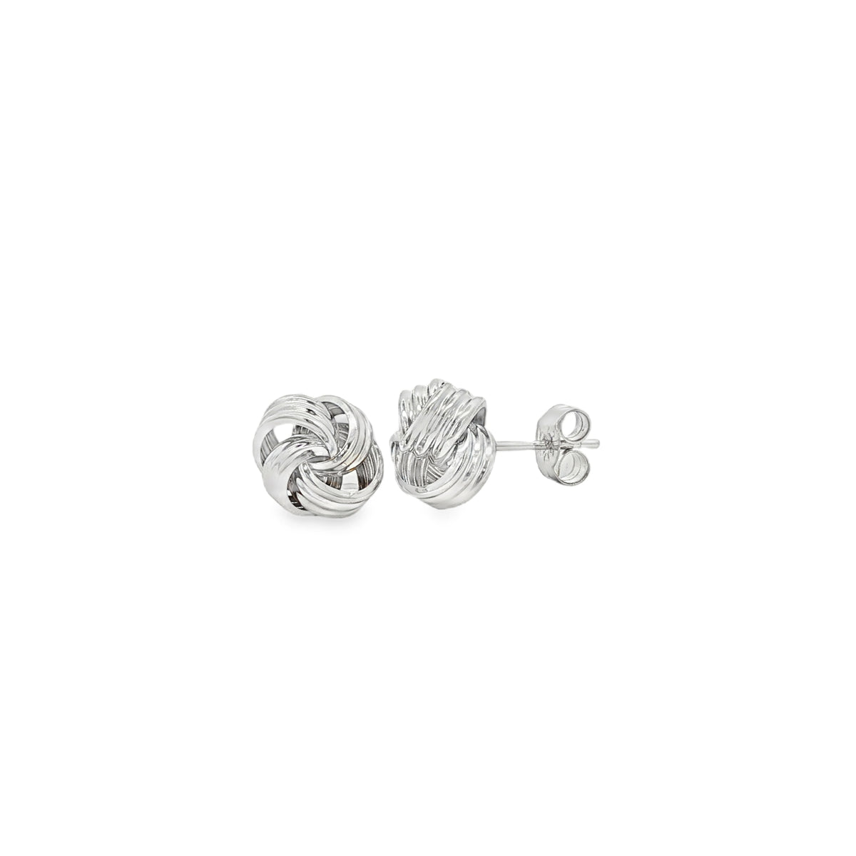 Ribbed Knot, 9ct White Gold Stud Earrings