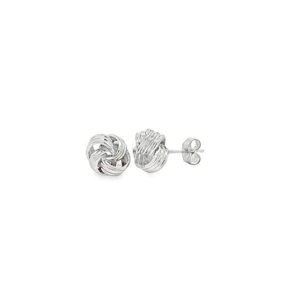 Ribbed Knot, 9ct White Gold Stud Earrings