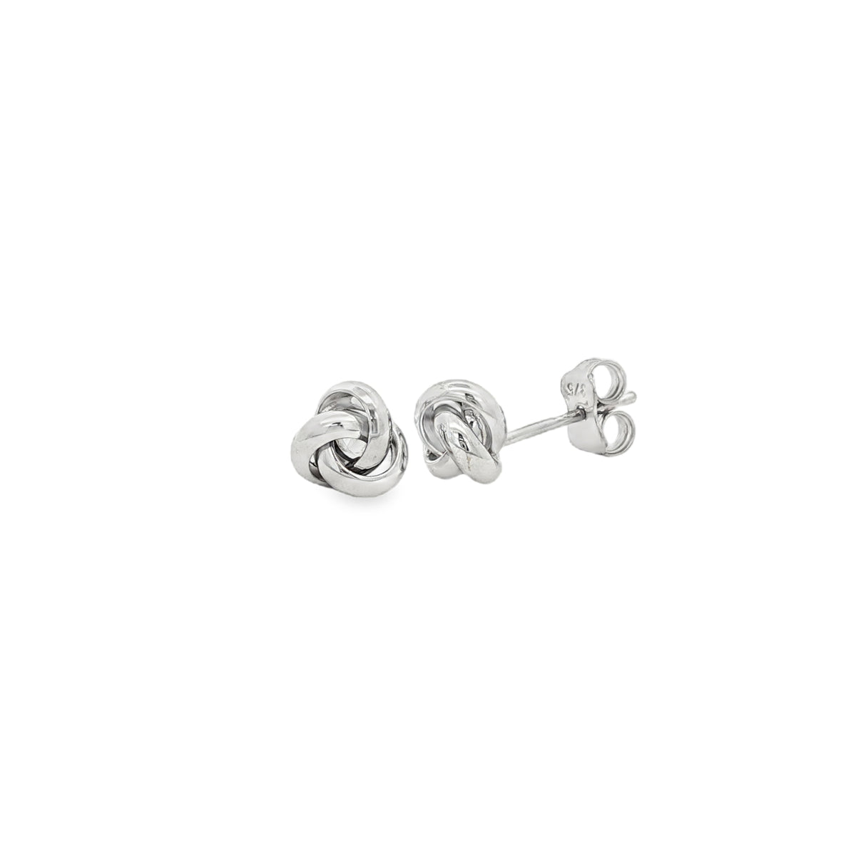 Polished 3 Row Knot, 9ct White Gold Stud Earrings