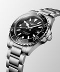 Longines HydroConquest Black 39mm Steel Bracelet Watch L3.779.4.56.6
