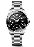 Longines HydroConquest Black 39mm Steel Bracelet Watch L3.779.4.56.6
