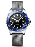 Longines HydroConquest Blue & Black 39mm Steel Mesh Bracelet Watch L3.779.4.90.6