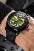Nivada Grenchen Depthmaster Numerals, Black & Green, Rubber Tropic Strap 39mm Watch 14135A01