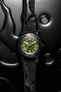 Nivada Grenchen Depthmaster Numerals, Black & Green, Rubber Tropic Strap 39mm Watch 14135A01