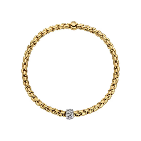 Fope Eka Flex'it Diamond, 18ct Yellow Gold Bracelet