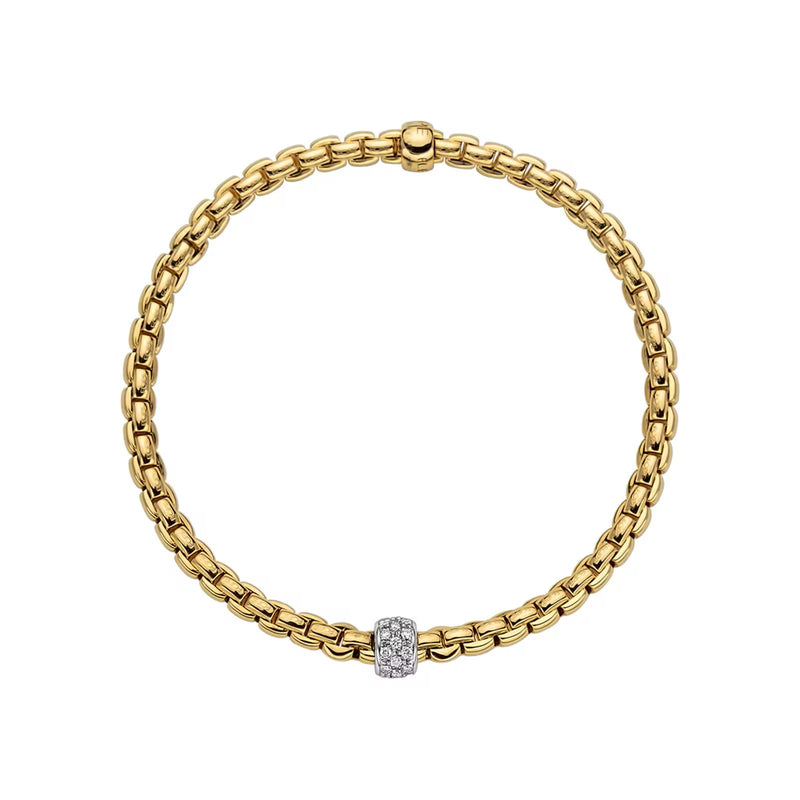Fope Eka Flex'it Diamond, 18ct Yellow Gold Bracelet