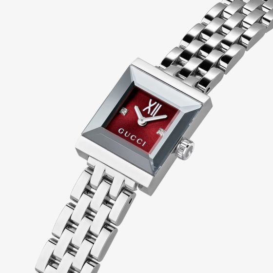 GUCCI G-Frame 14x18mm Red & Diamond Watch YA128541