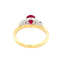 3 Stone Oval Ruby & Diamond 18ct Ring