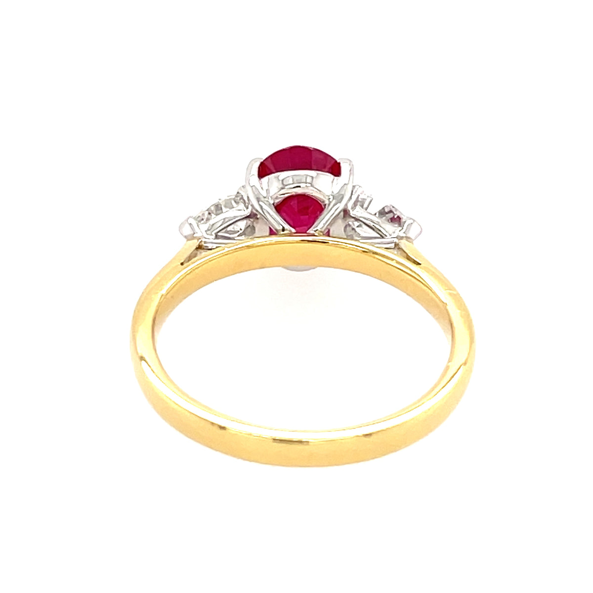 3 Stone Oval Ruby & Diamond 18ct Ring
