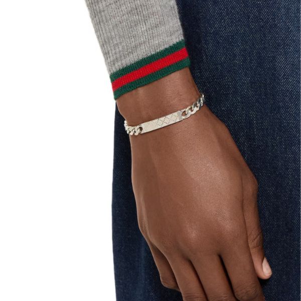 Gucci Diamante Tag Silver Bracelet