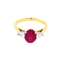 3 Stone Oval Ruby & Diamond 18ct Ring