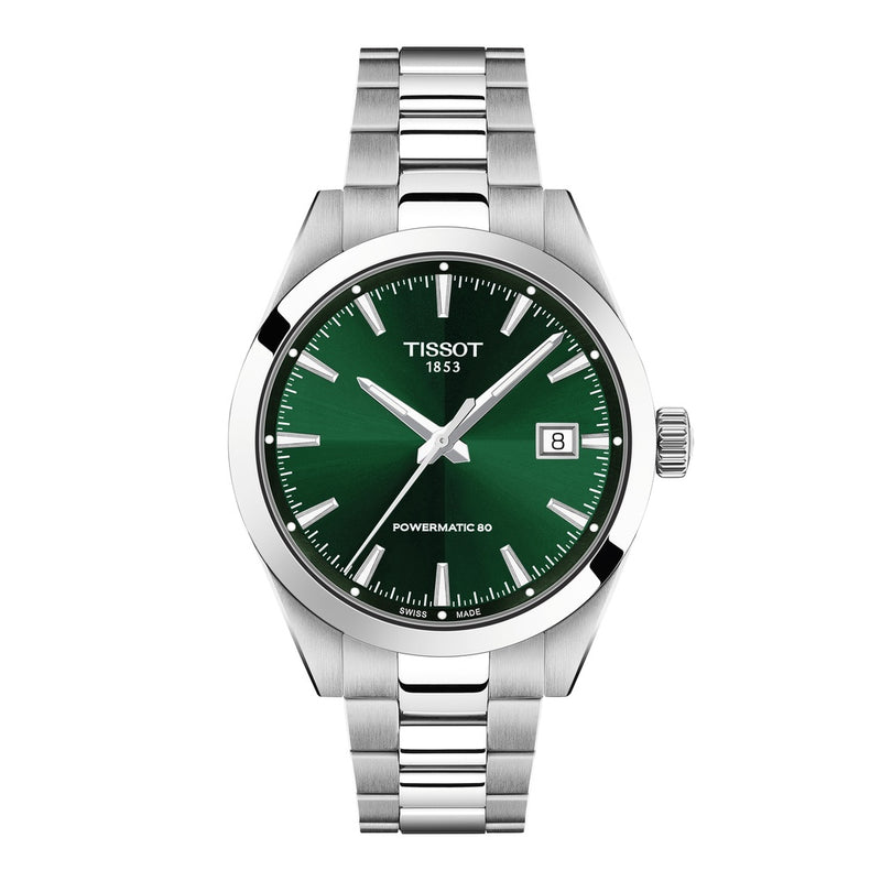 Tissot Gentleman Green 38mm Powermatic 80 Stainless Steel Watch T1658071109100
