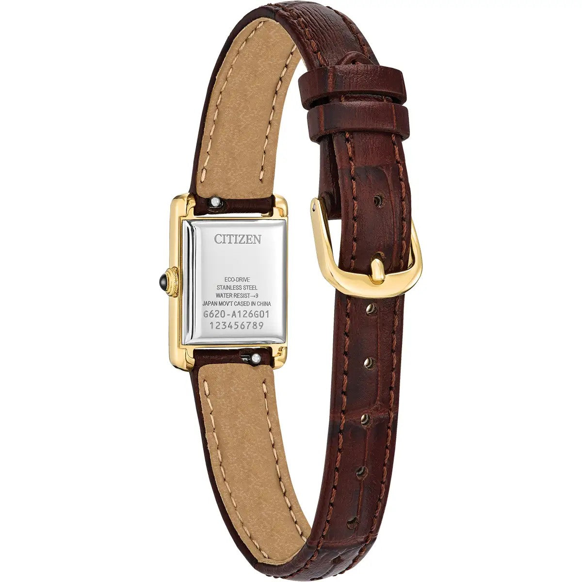 Citizen Eco-Drive Fio Roma, 24x17mm Gold & Brown Watch EG2797-13A