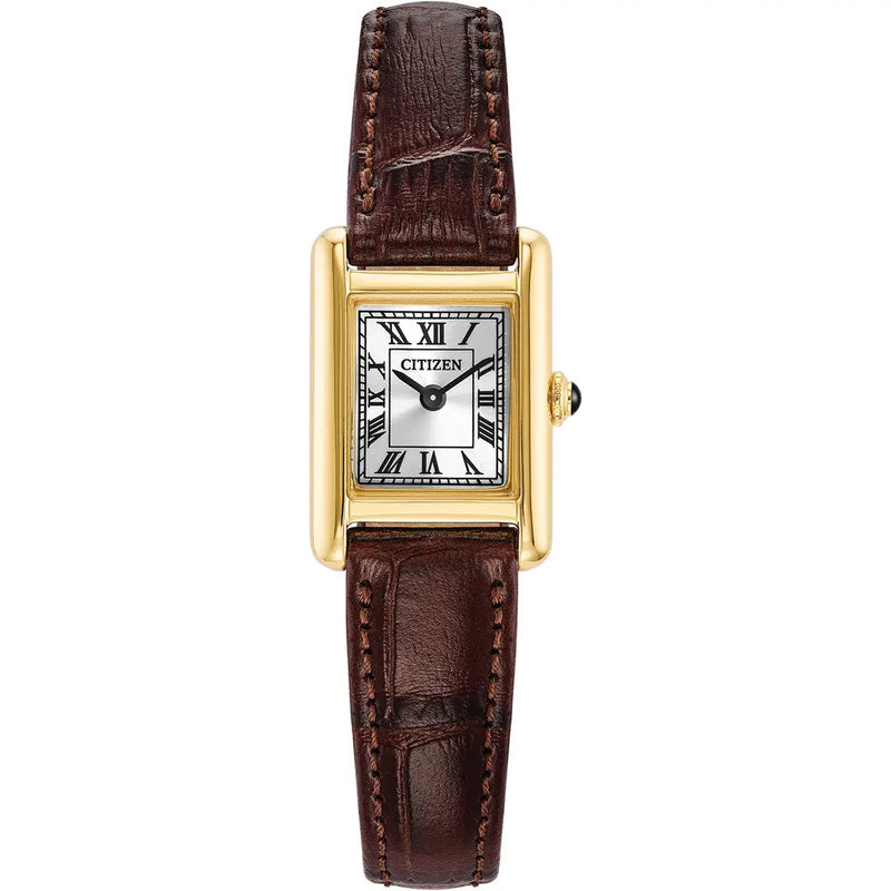 Citizen Eco-Drive Fio Roma, 24x17mm Gold & Brown Watch EG2797-13A