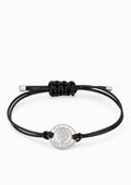 Gucci Crest Silver Cord Bracelet- Black