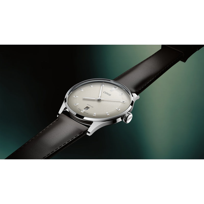 Oris Artelier Date, 38mm White Dial Leather Strap Watch 01 733 7810 4051-07 6 20 17FC