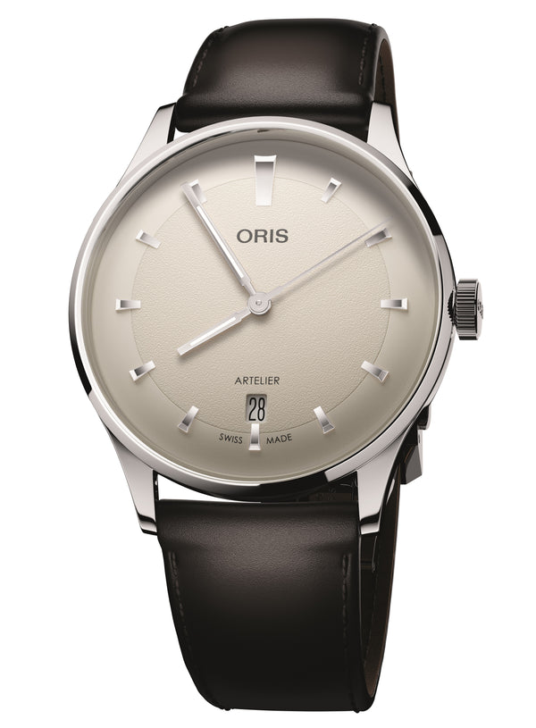 Oris Artelier Date, 38mm White Dial Leather Strap Watch 01 733 7810 4051-07 6 20 17FC