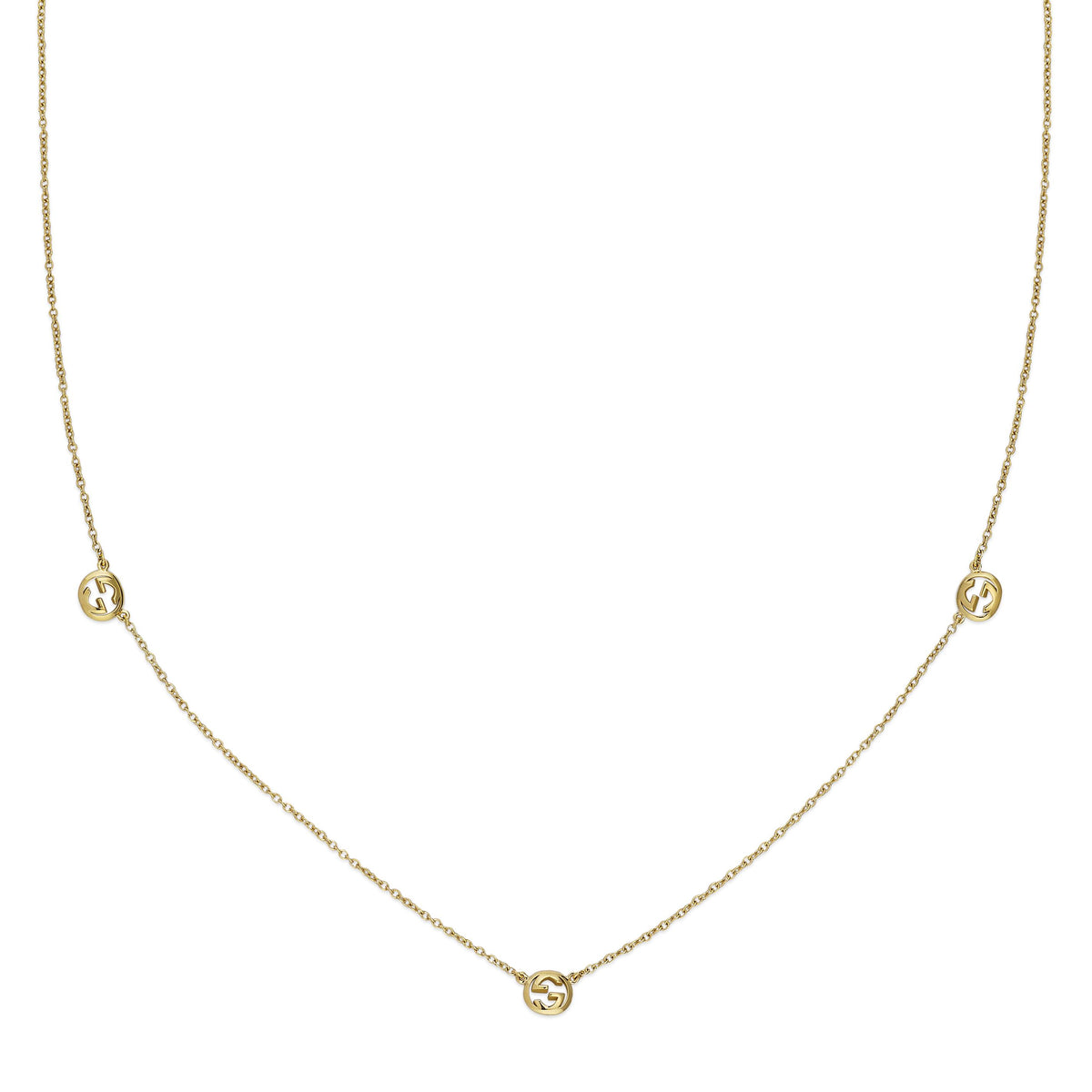Gucci Interlocking 18ct Yellow Gold Pendant Necklace