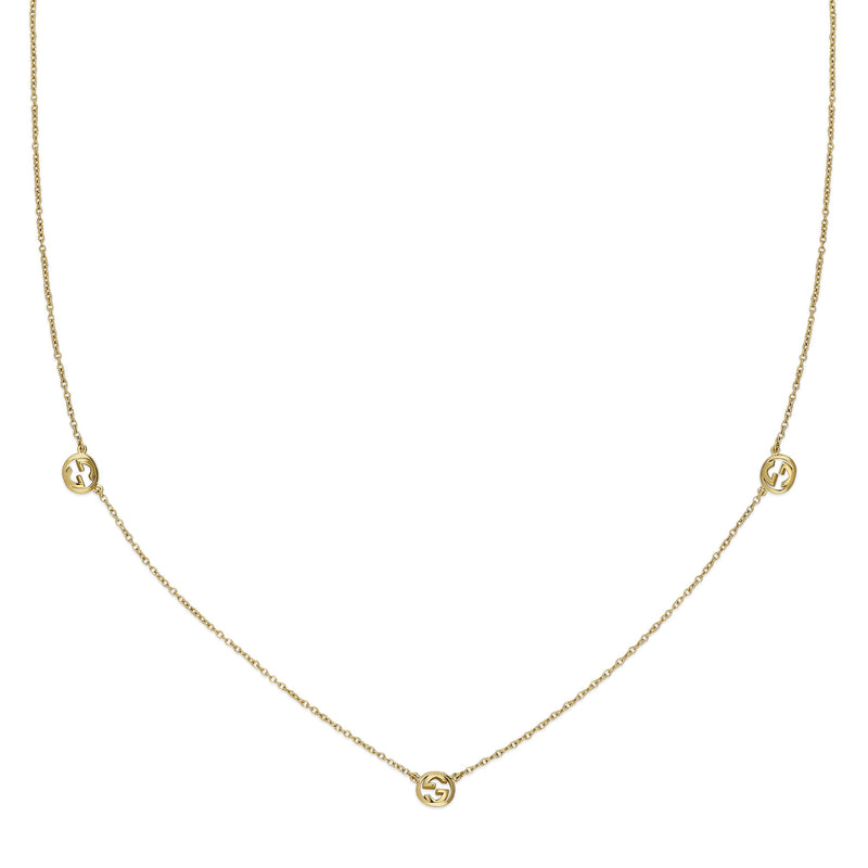 Gucci Interlocking 18ct Yellow Gold Pendant Necklace