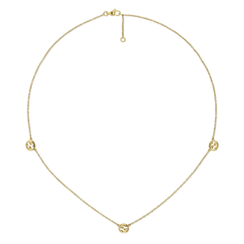 Gucci Interlocking 18ct Yellow Gold Pendant Necklace