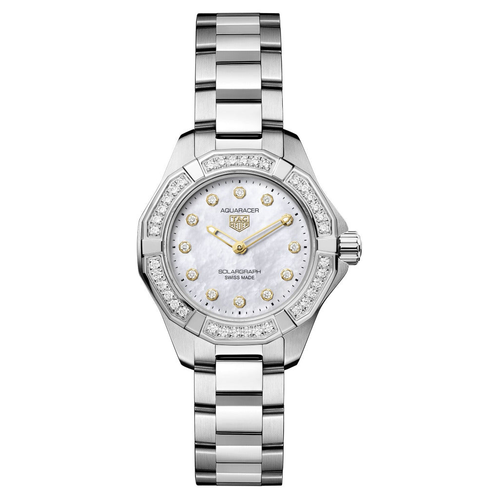 Tag Heuer Aquaracer Professional 100 Solargraph Diamond Bezel 28mm Watch WBP141J.BA0049