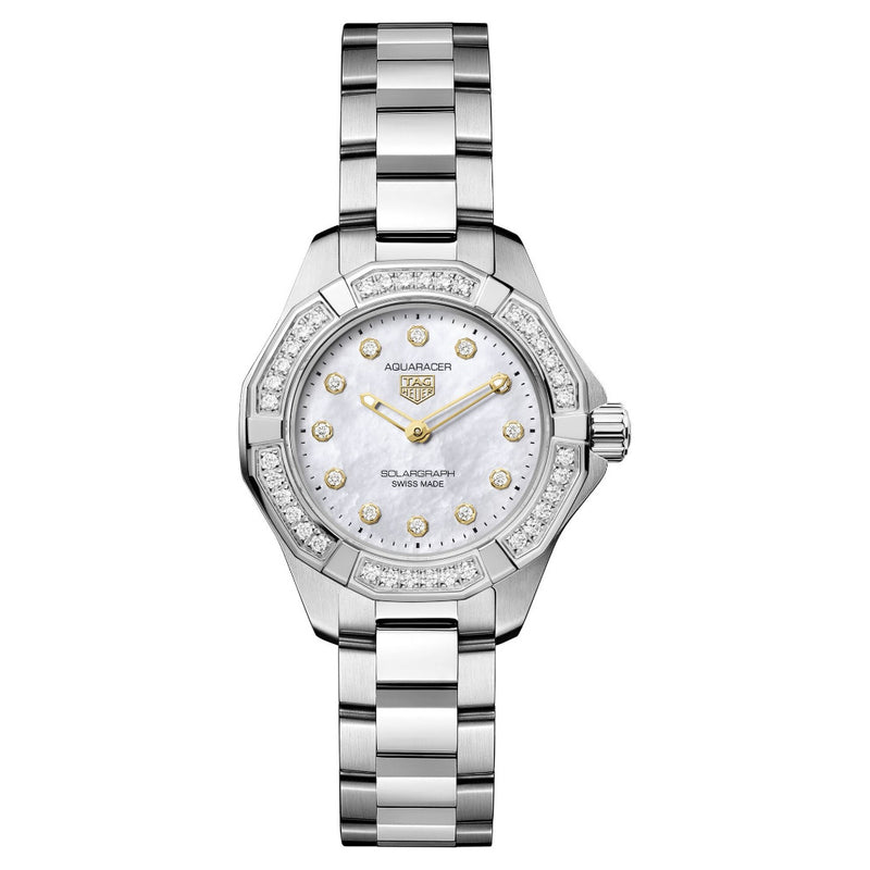 Tag Heuer Aquaracer Professional 100 Solargraph Diamond Bezel 28mm Watch WBP141J.BA0049