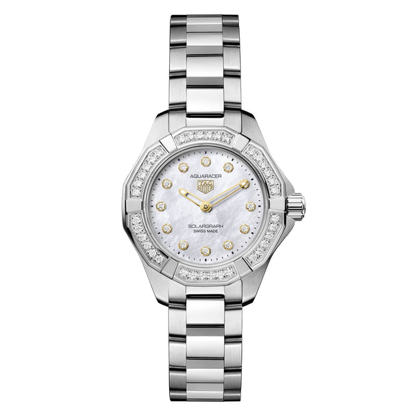 Tag Heuer Aquaracer Professional 100 Solargraph Diamond Bezel 28mm Watch WBP141J.BA0049