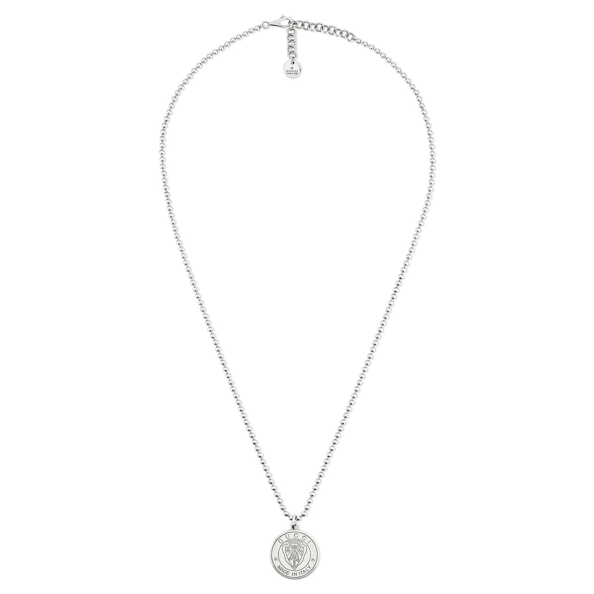 Gucci Crest Silver Pendant Necklace