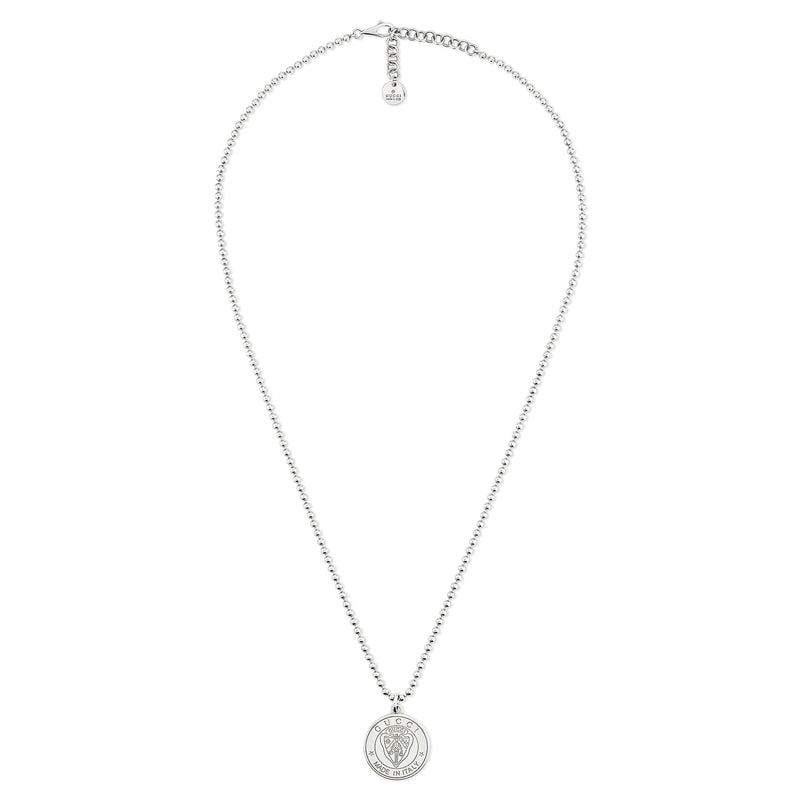 Gucci Crest Silver Pendant Necklace