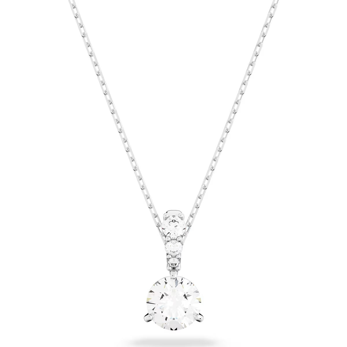 Swarovski Stilla pendant, Round cut, White, Rhodium plated