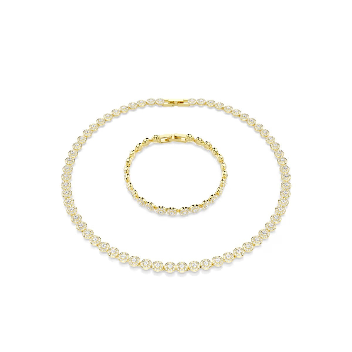 Swarovski Una Angelic set, Round cut, White, Gold-tone plated