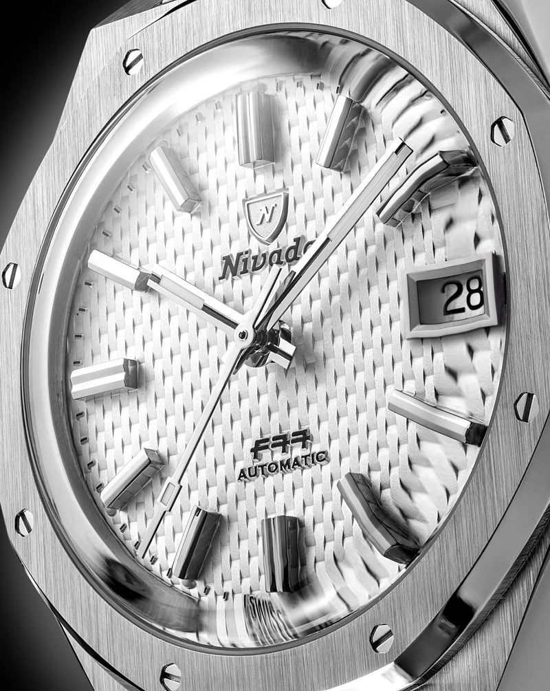 Nivada Grenchen F77 White MK2 Date 38mm 69014A77