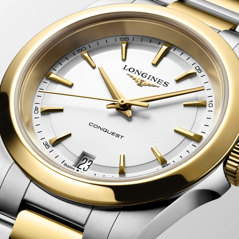 Longines Conquest White Two-Tone Quartz 34mm L3.460.3.12.7