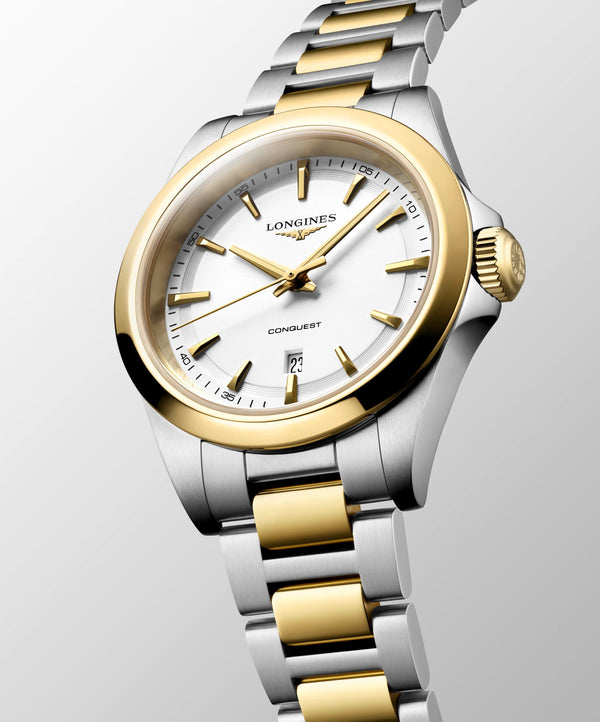 Longines Conquest White Two-Tone Quartz 30mm L3.350.3.12.7