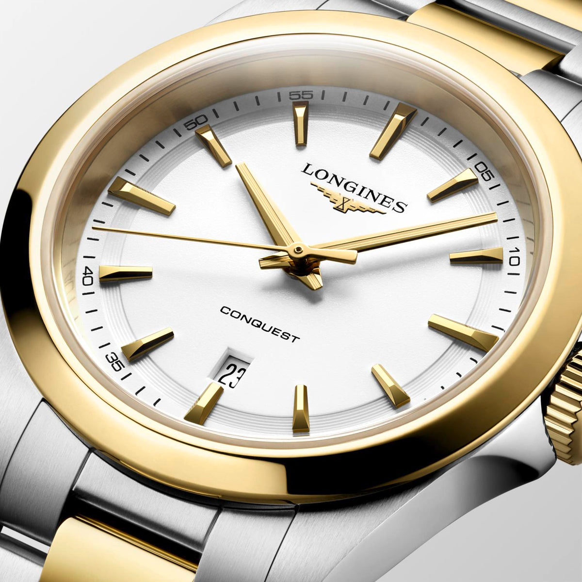 Longines Conquest White Two-Tone Quartz 30mm L3.350.3.12.7