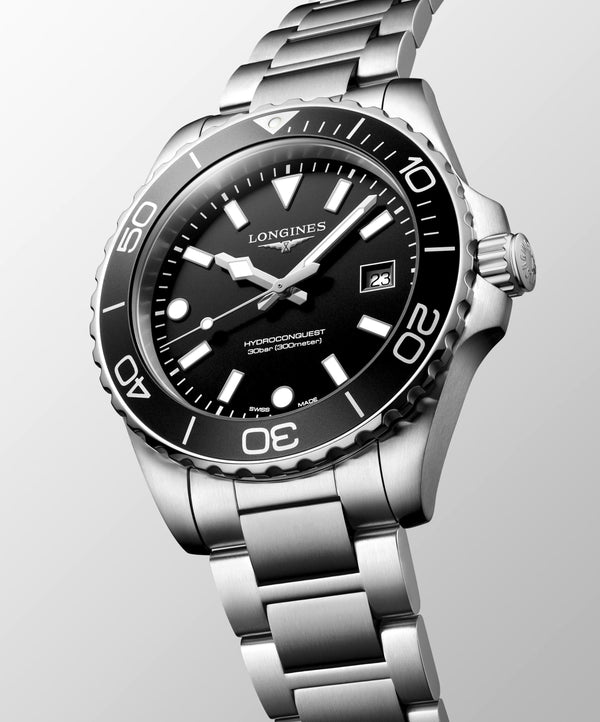 Longines HydroConquest Black 42mm Quartz Watch L3.769.4.56.6