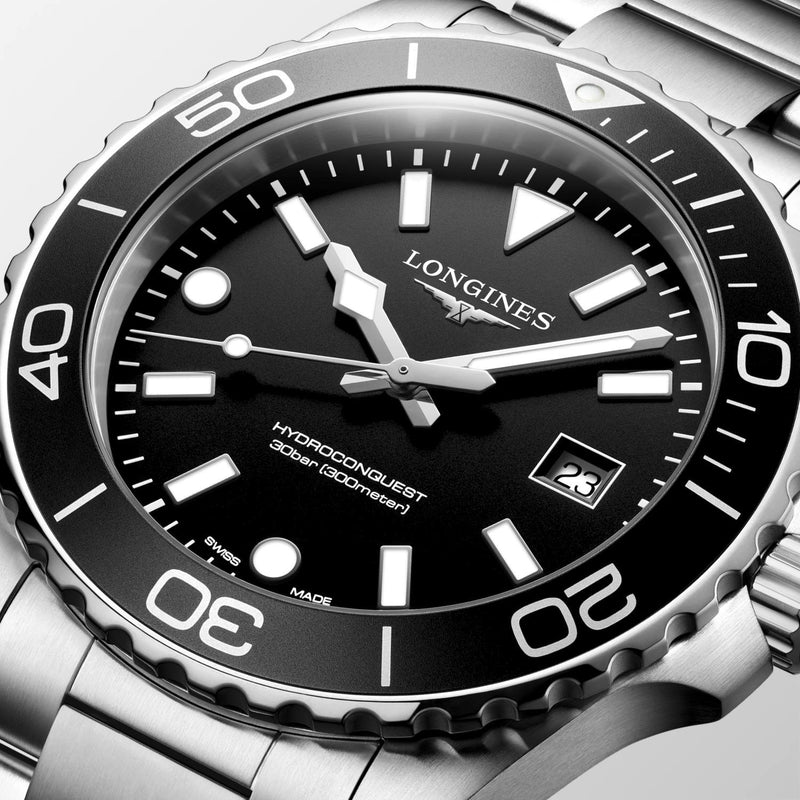 Longines HydroConquest Black 42mm Quartz Watch L3.769.4.56.6