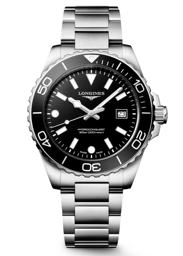 Longines HydroConquest Black 42mm Quartz Watch L3.769.4.56.6