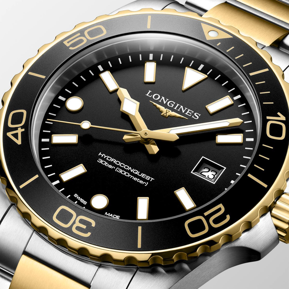 Longines HydroConquest Black Two-Tone 42mm Quartz Watch L3.769.3.56.7