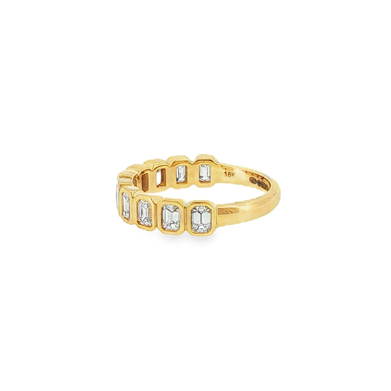 Diamond Emerald Cut 1.00ct, 18ct Yellow Gold Rubover Set Ring