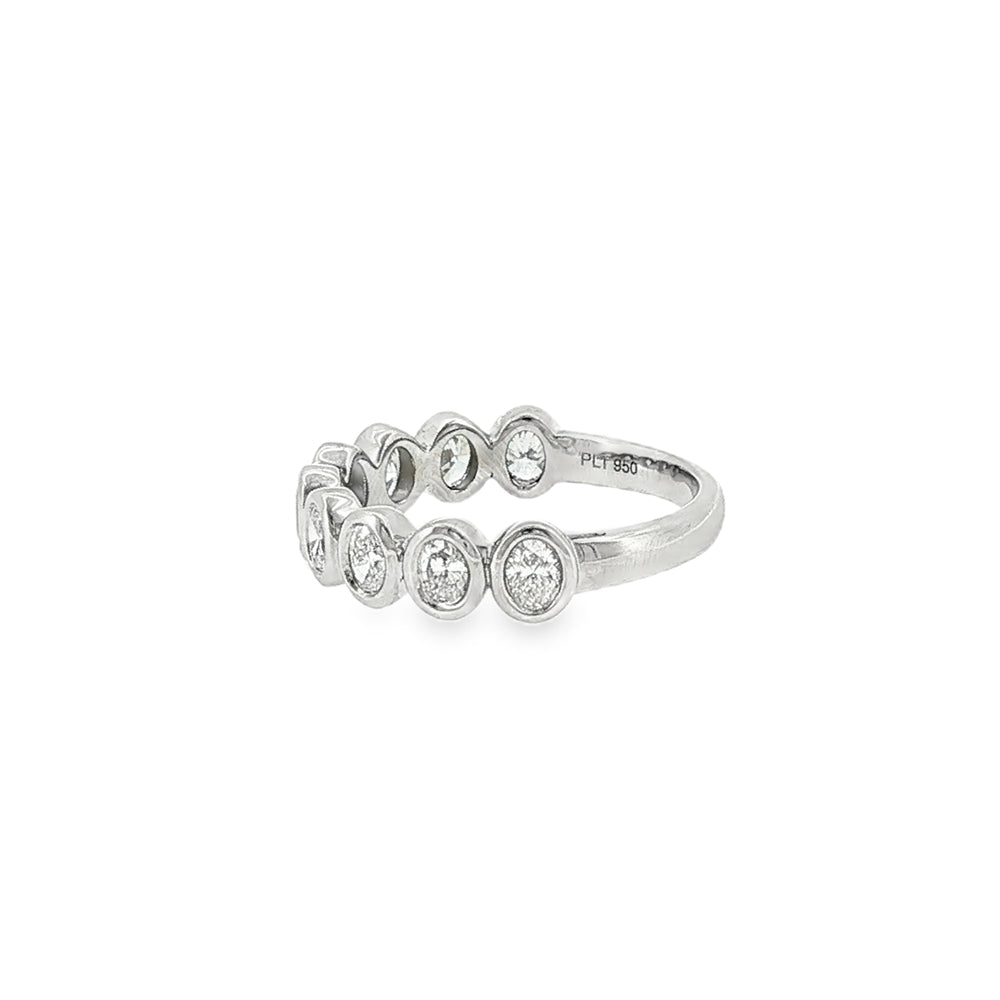 Diamond Oval Cut 0.90ct, Platinum Rubover Set Ring