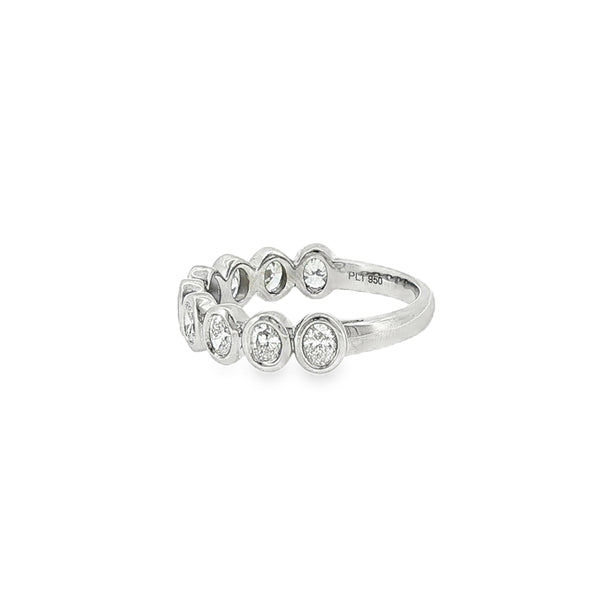 Diamond Oval Cut 0.90ct, Platinum Rubover Set Ring