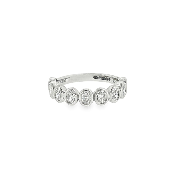 Diamond Oval Cut 0.90ct, Platinum Rubover Set Ring
