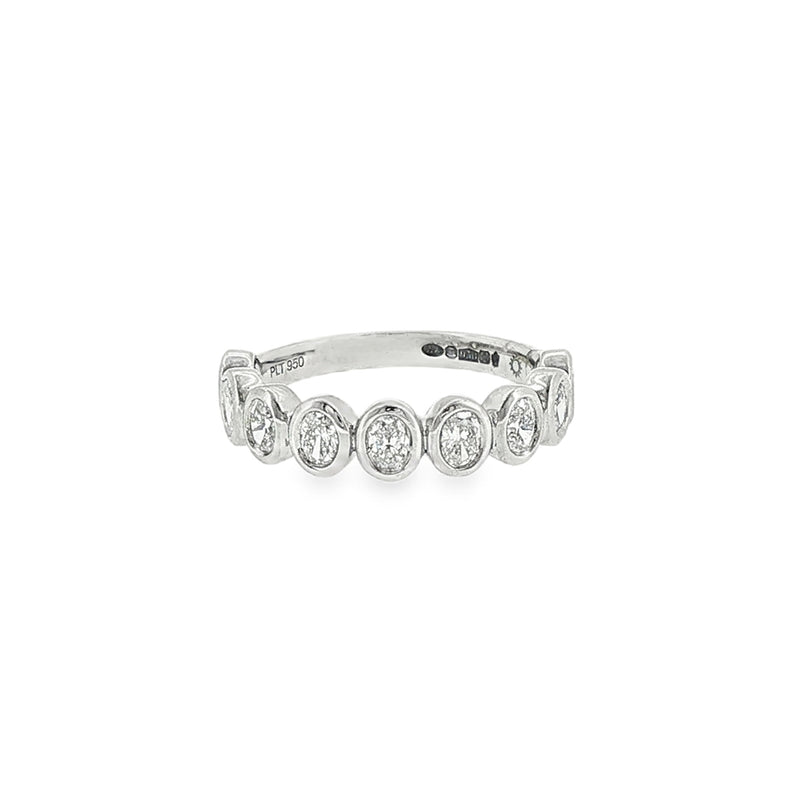Diamond Oval Cut 0.90ct, Platinum Rubover Set Ring