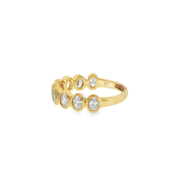 Diamond Oval Cut 0.90ct, 18ct Yellow Gold Rubover Ring