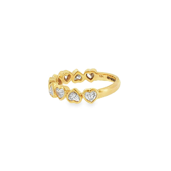 Diamond Heart Cut 0.90ct, 18ct Yellow Gold Rubover Set Ring