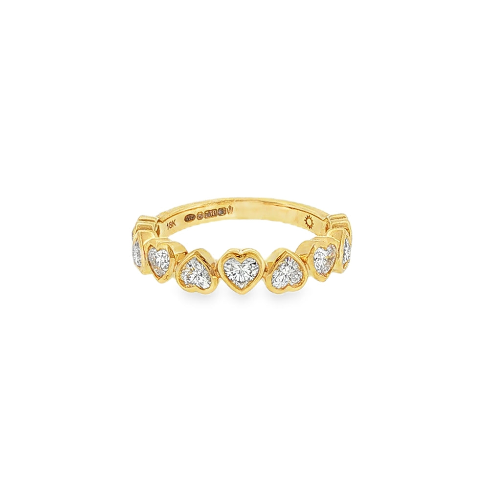 Diamond Heart Cut 0.90ct, 18ct Yellow Gold Rubover Set Ring