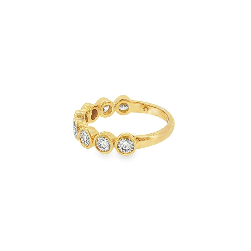 Round Brilliant Cut 1.00ct, 18ct Yellow Gold Rubover Set Ring