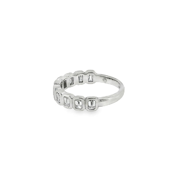 Emerald Cut 1.00ct, Platinum Rubover Set Ring